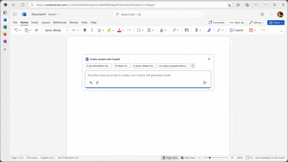 Microsoft 365 Copilot 在 Word 上的應用